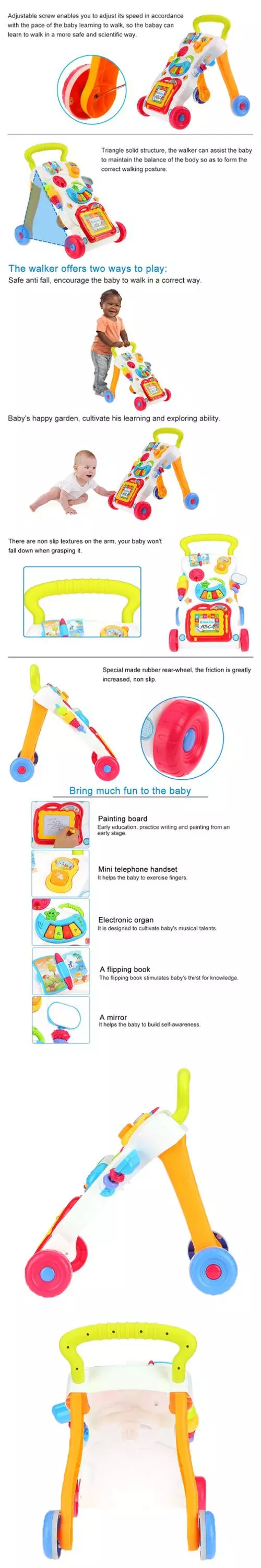 Endless Fun With Musical Walker Toy Prevent O-Type Leg