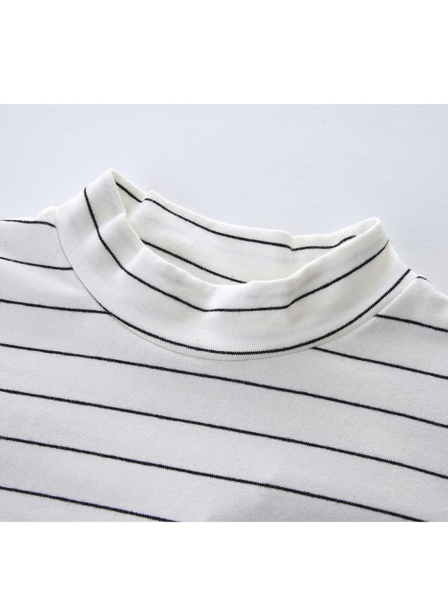 Baby Toddler UNISEX High Collar Striped Print Shirt