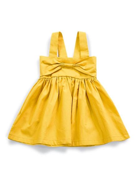 mustard yellow dress for baby Baby Girl Yellow Big Bow Dress – CradlePlanet