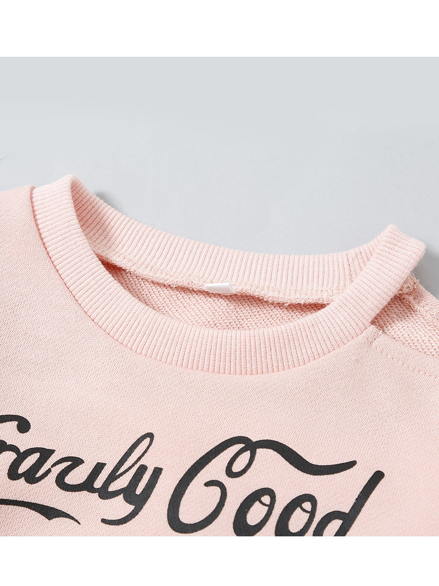 Baby Toddler One Off Shoulder Pink Ruffled Sweatshirt