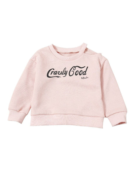 Baby Toddler One Off Shoulder Pink Ruffled Sweatshirt