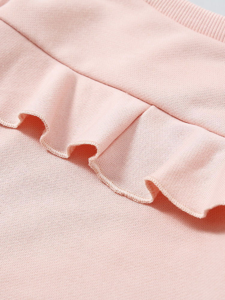 Baby Toddler One Off Shoulder Pink Ruffled Sweatshirt
