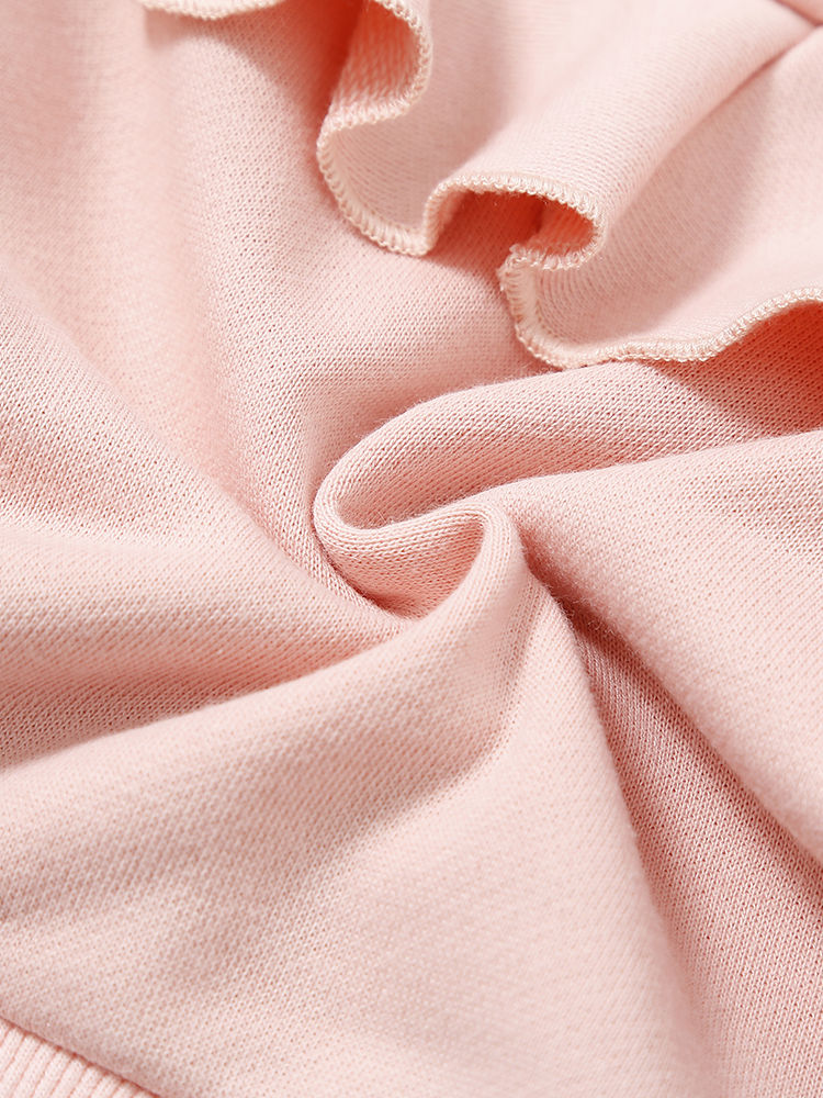 Baby Toddler One Off Shoulder Pink Ruffled Sweatshirt