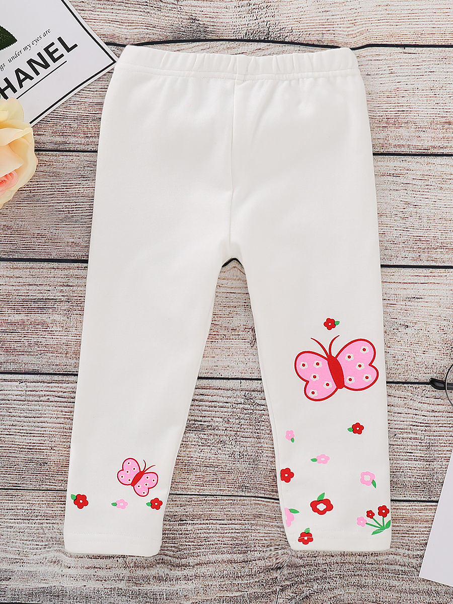 Toddler Girls Butterfly White Leggings