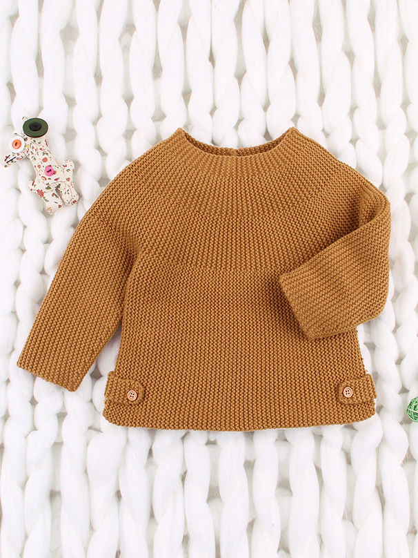 Infant Solid Color Knitted Sweater