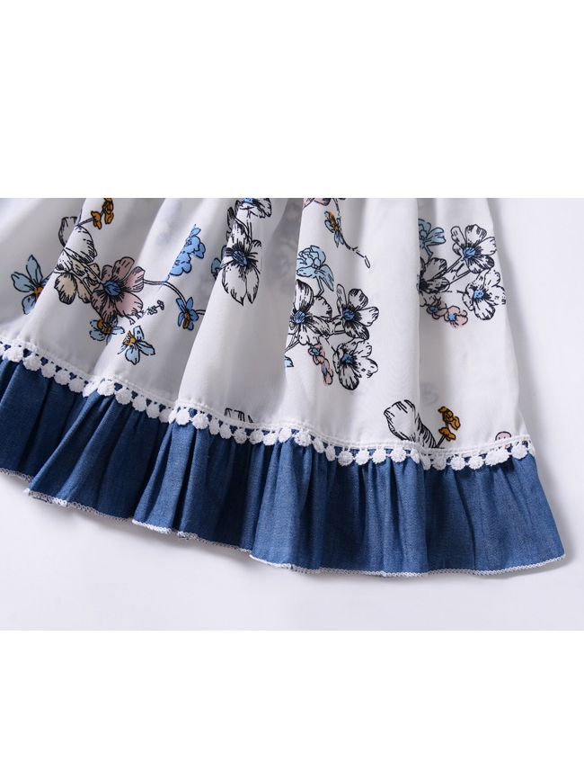 Girls Flower Print Sleeveless Dress