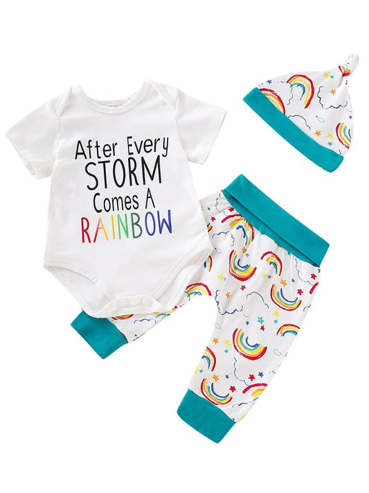Short-sleeved Onesie Rainbow Print