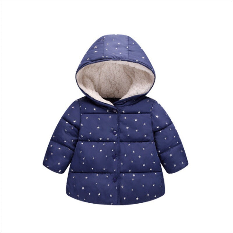 Hooded Puffed Glittery Jacket for Toddlers