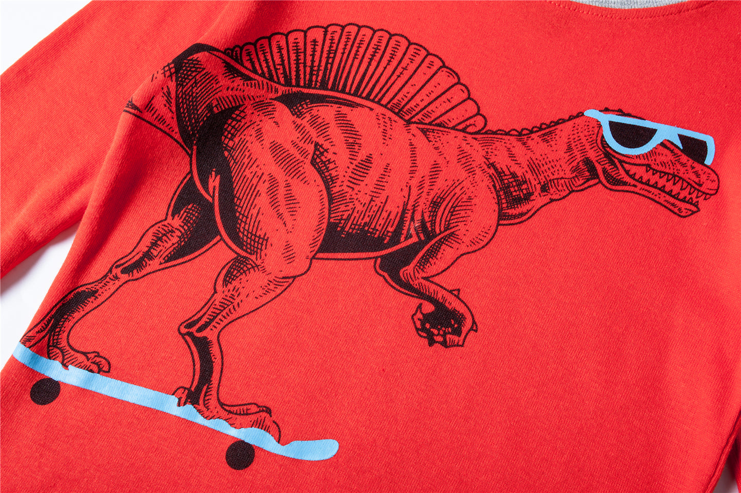 100% Cotton Kids Dinosaur Red Pajama Set