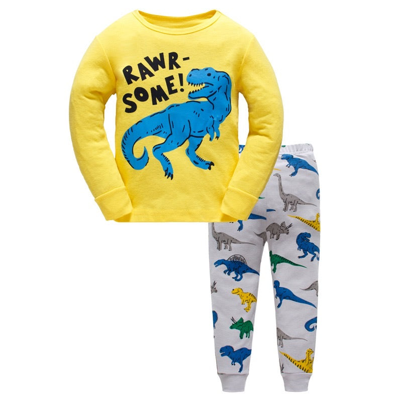 100% Cottons Kids Pajama Set 2 Pack - Dinosaur