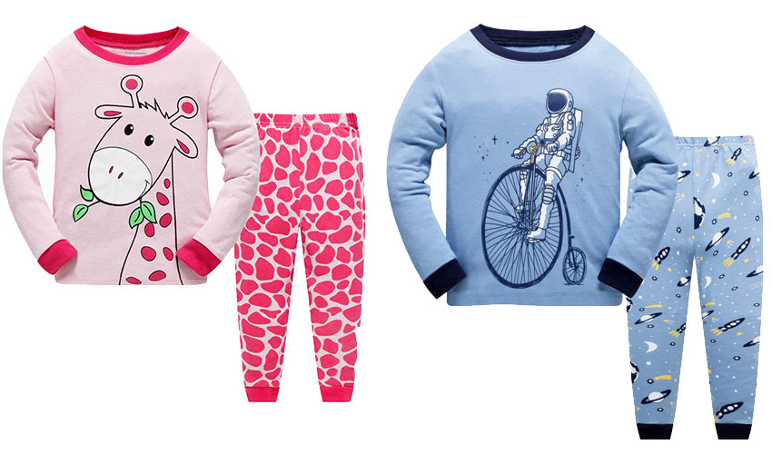 100% Cottons Kids Pajama Set 2 Pack - Red & Blue