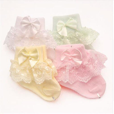 Baby Toddlers Lace Socks - Pack of 4, Color May Vary