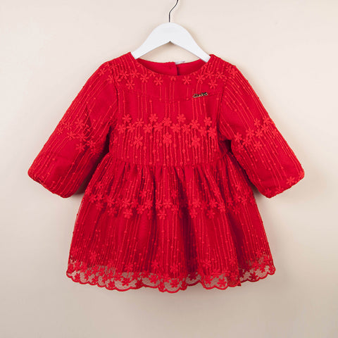 Baby Toddler Girl Limited Edition Lace Long Sleeve Red Dress