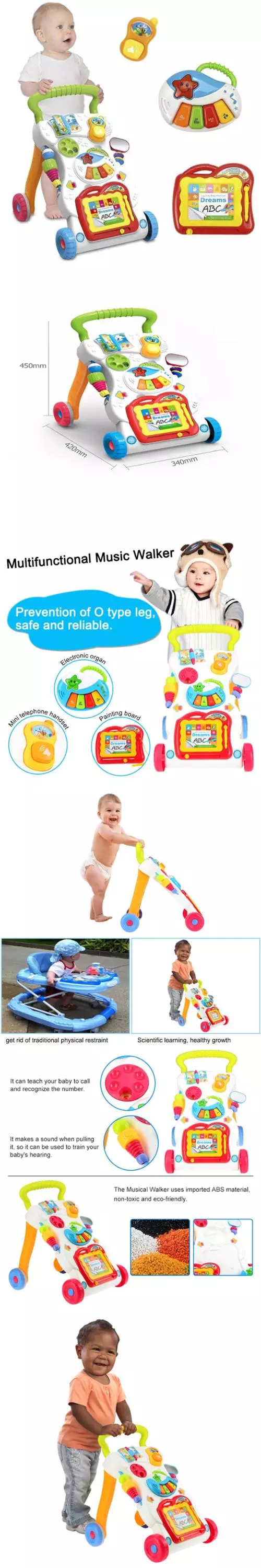 Endless Fun With Musical Walker Toy Prevent O-Type Leg
