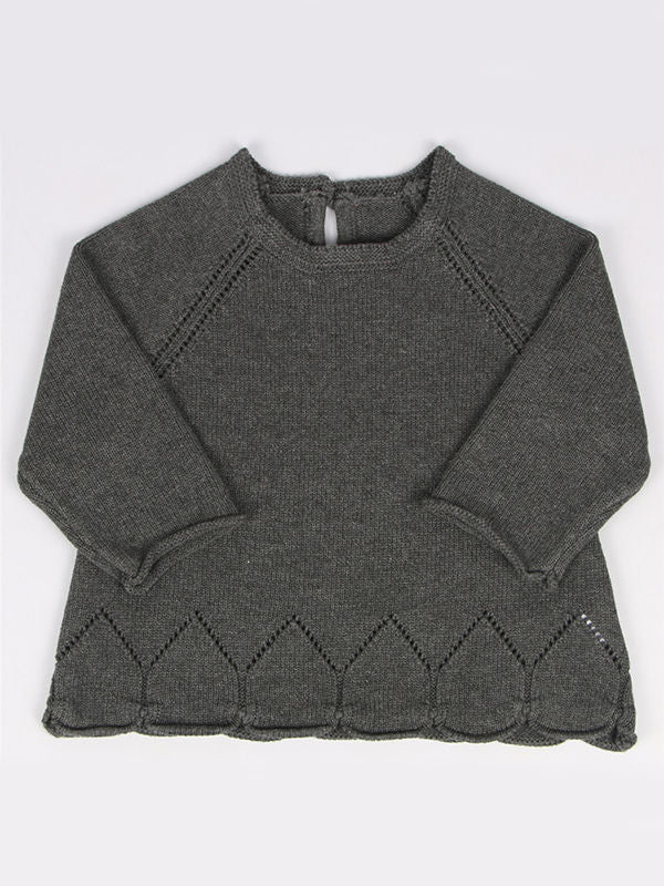 Baby Toddler Girls Solid Color Knitted Cotton Sweater
