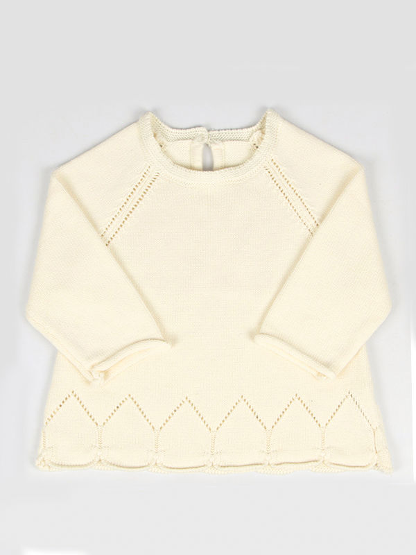 Baby Toddler Girls Solid Color Knitted Cotton Sweater