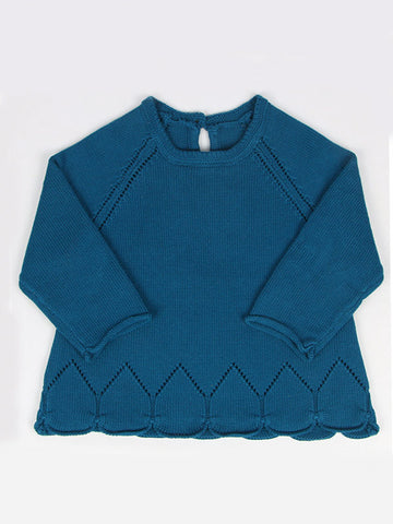 Baby Toddler Girls Solid Color Knitted Cotton Sweater
