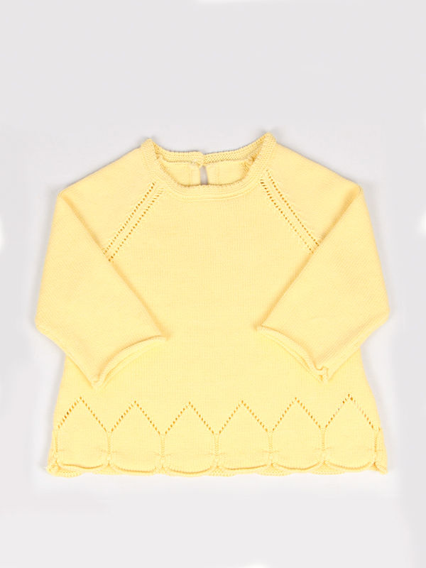 Baby Toddler Girls Solid Color Knitted Cotton Sweater