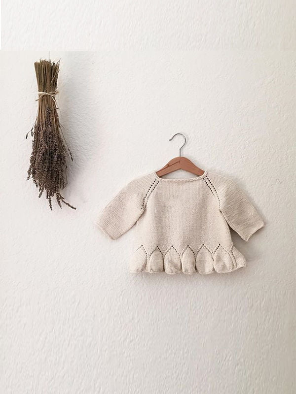 Baby Toddler Girls Solid Color Knitted Cotton Sweater