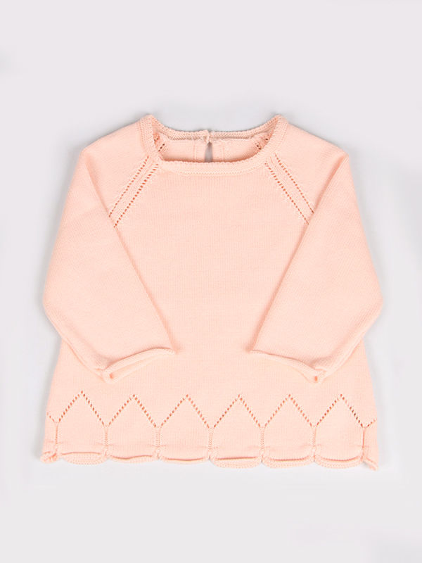 Baby Toddler Girls Solid Color Knitted Cotton Sweater