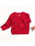 Baby Polka Dots Long Sleeve Knitted Sweater red