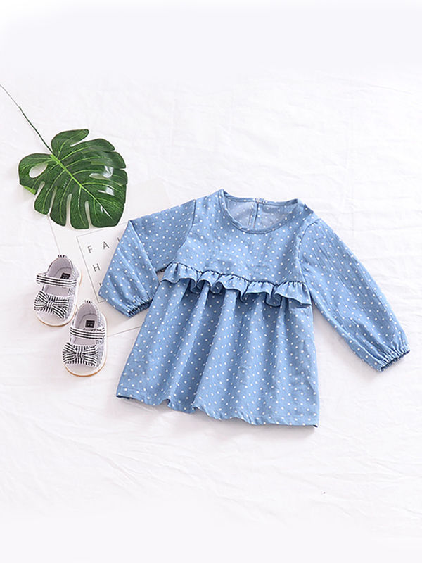 Infant Toddler Dot Dress Ruffled Decorated