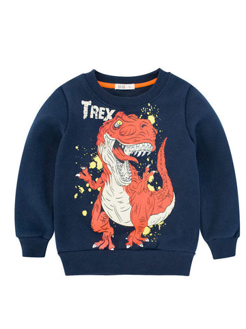 Little Kids Dinosaur Print Fleece Lined Sweatshirt