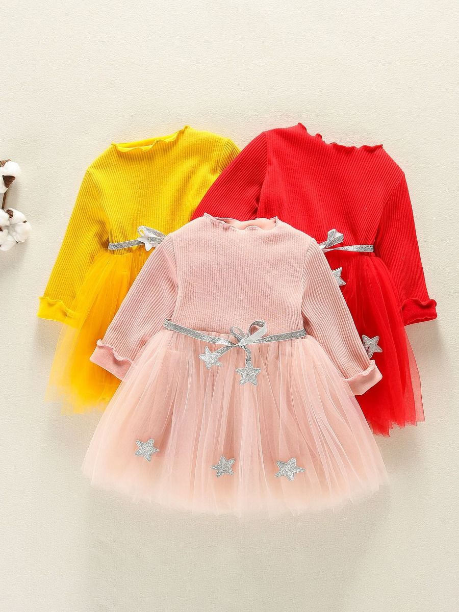 Girls Red Dress with Silver Star