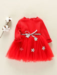 Girls Red Dress with Silver Star