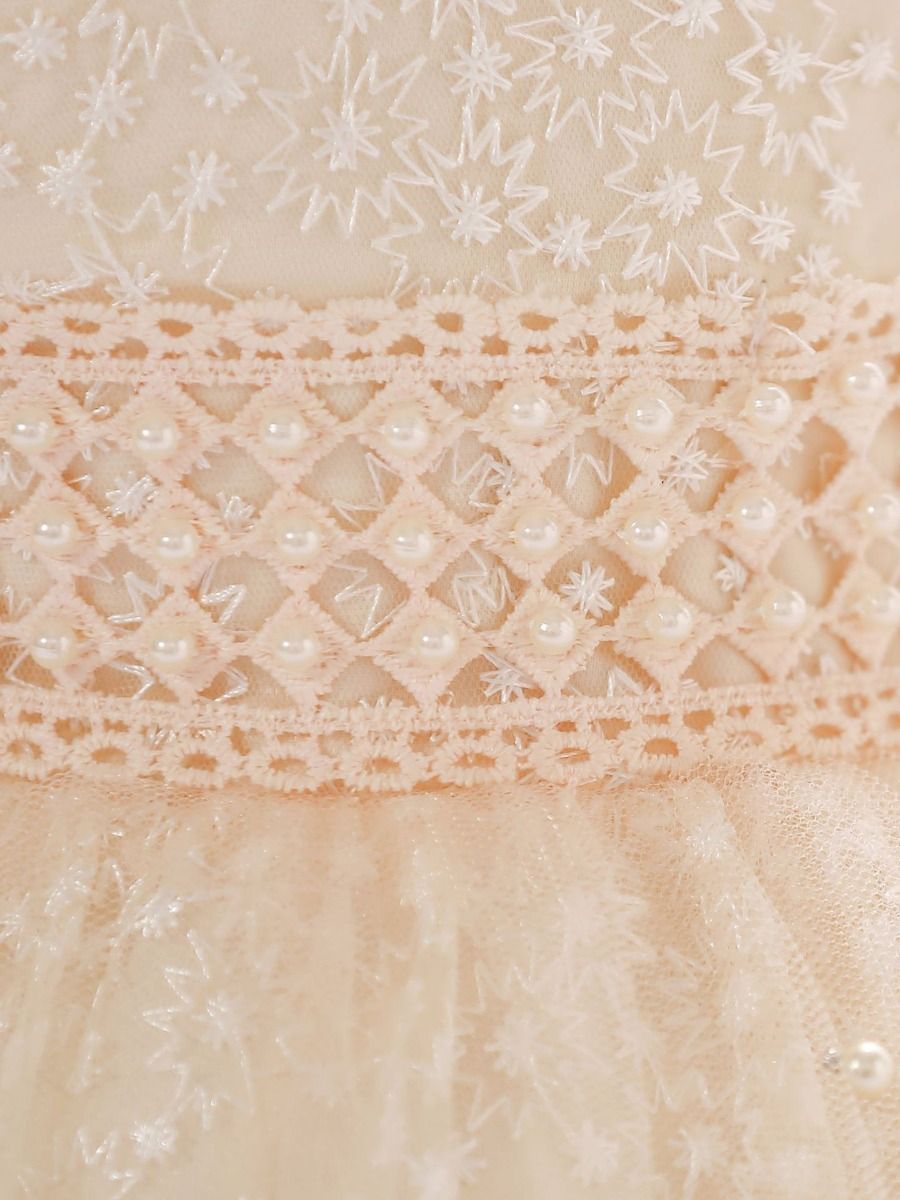 Baby Girl Beaded Birthday Mesh Frock