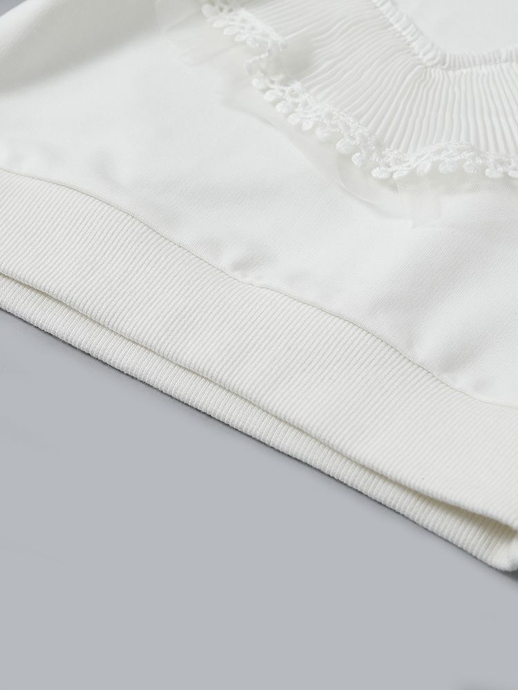 Infant Toddler Girls White Screw Collar Pullover Top