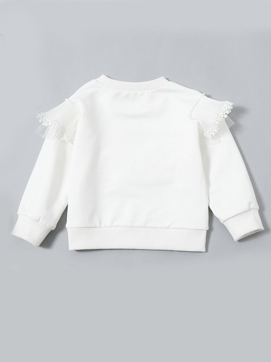 Infant Toddler Girls White Screw Collar Pullover Top