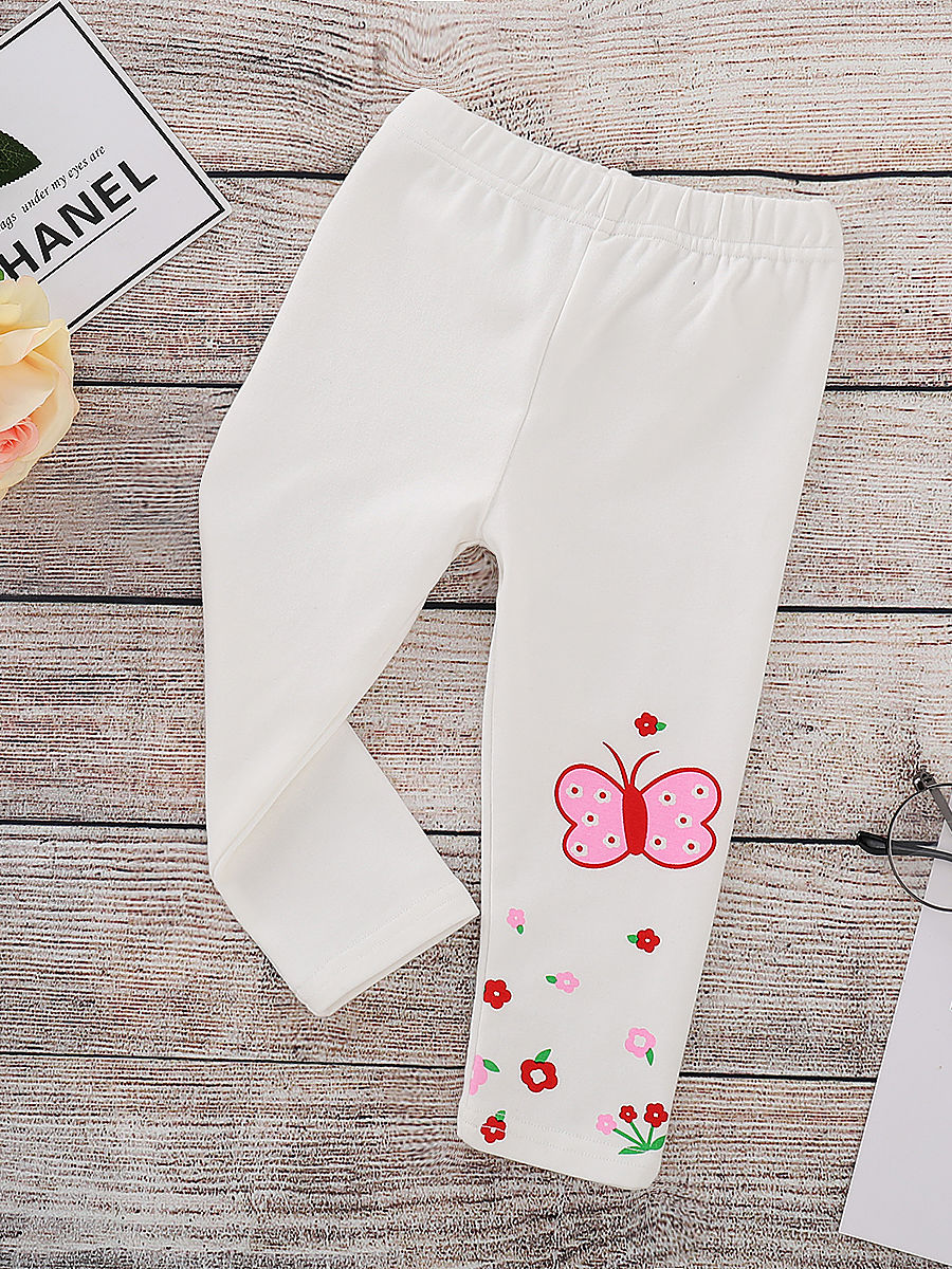 Toddler Girls Butterfly White Leggings