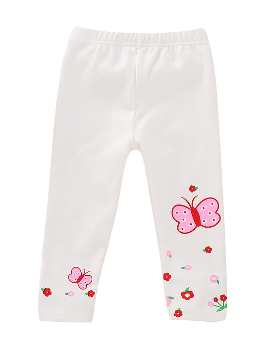Toddler Girls Butterfly White Leggings