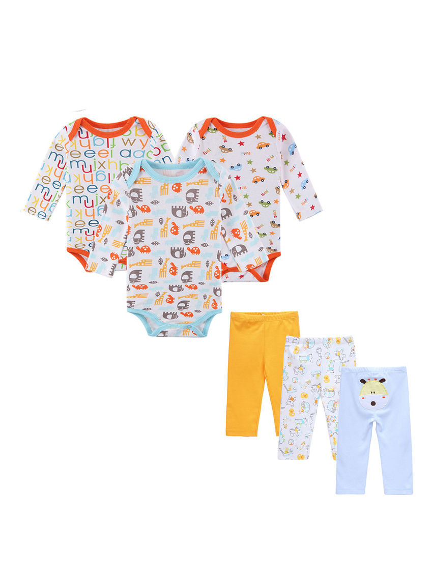 Cotton Made 6 Piece Newborn Onesie with Pants