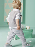 Little Boy White Shirt Suit with Striped Trousers