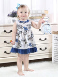 Girls Flower Print Sleeveless Dress