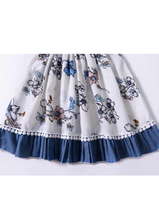 Girls Flower Print Sleeveless Dress