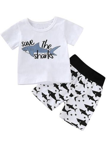 Baby Boy Shark Print Set