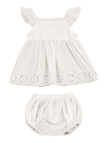 Baby Girl White Dress with Shorts Set
