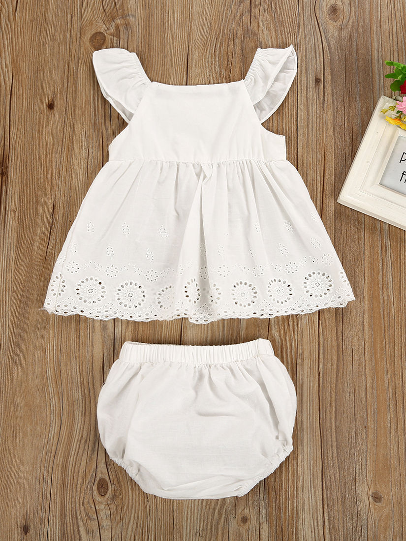 Baby Girl White Dress with Shorts Set