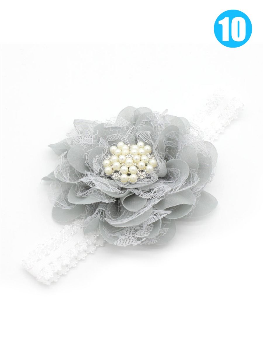 3-PACK Flower Beaded Trimmed Infant Girl Headband