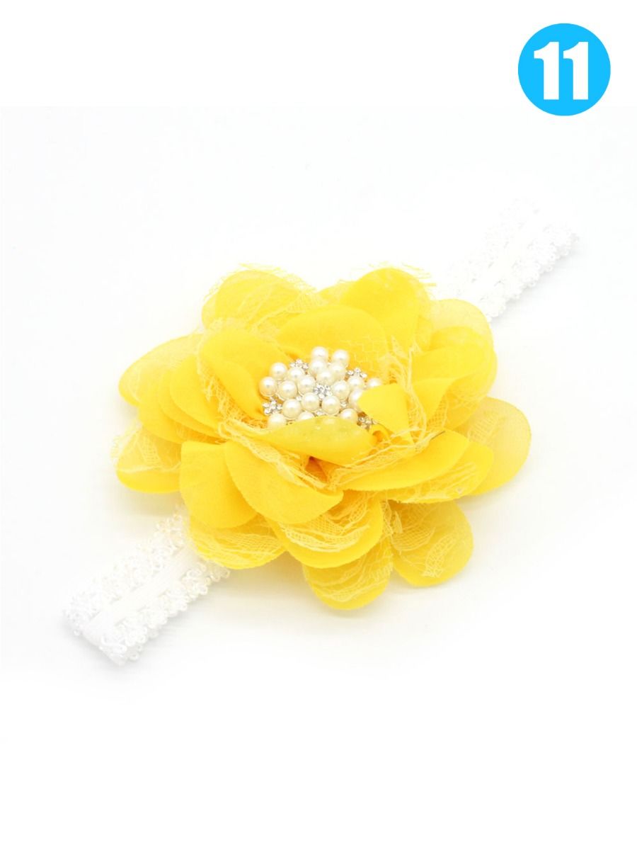 3-PACK Flower Beaded Trimmed Infant Girl Headband