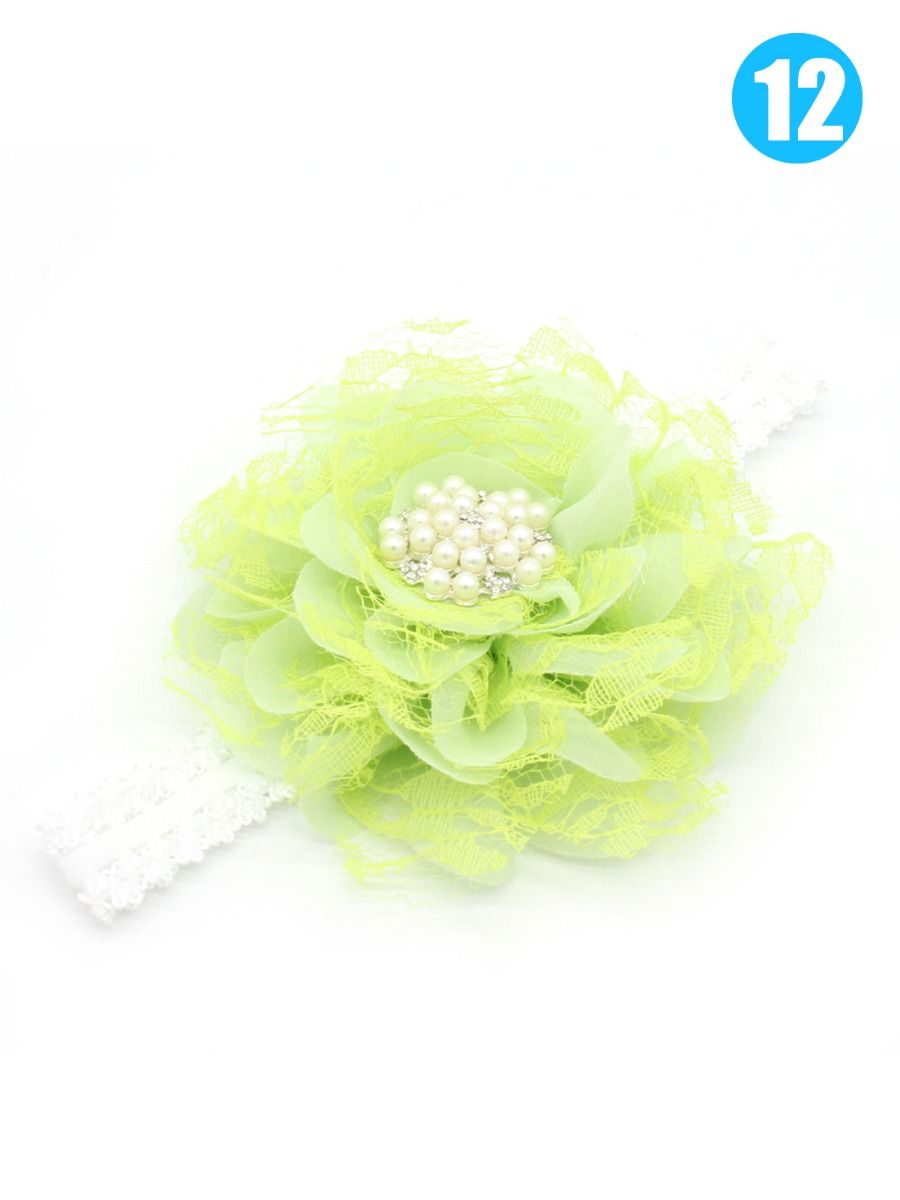 3-PACK Flower Beaded Trimmed Infant Girl Headband