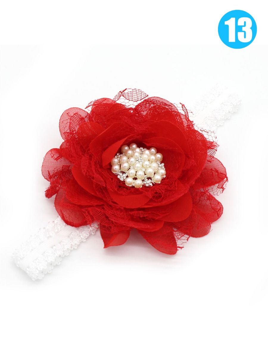 3-PACK Flower Beaded Trimmed Infant Girl Headband
