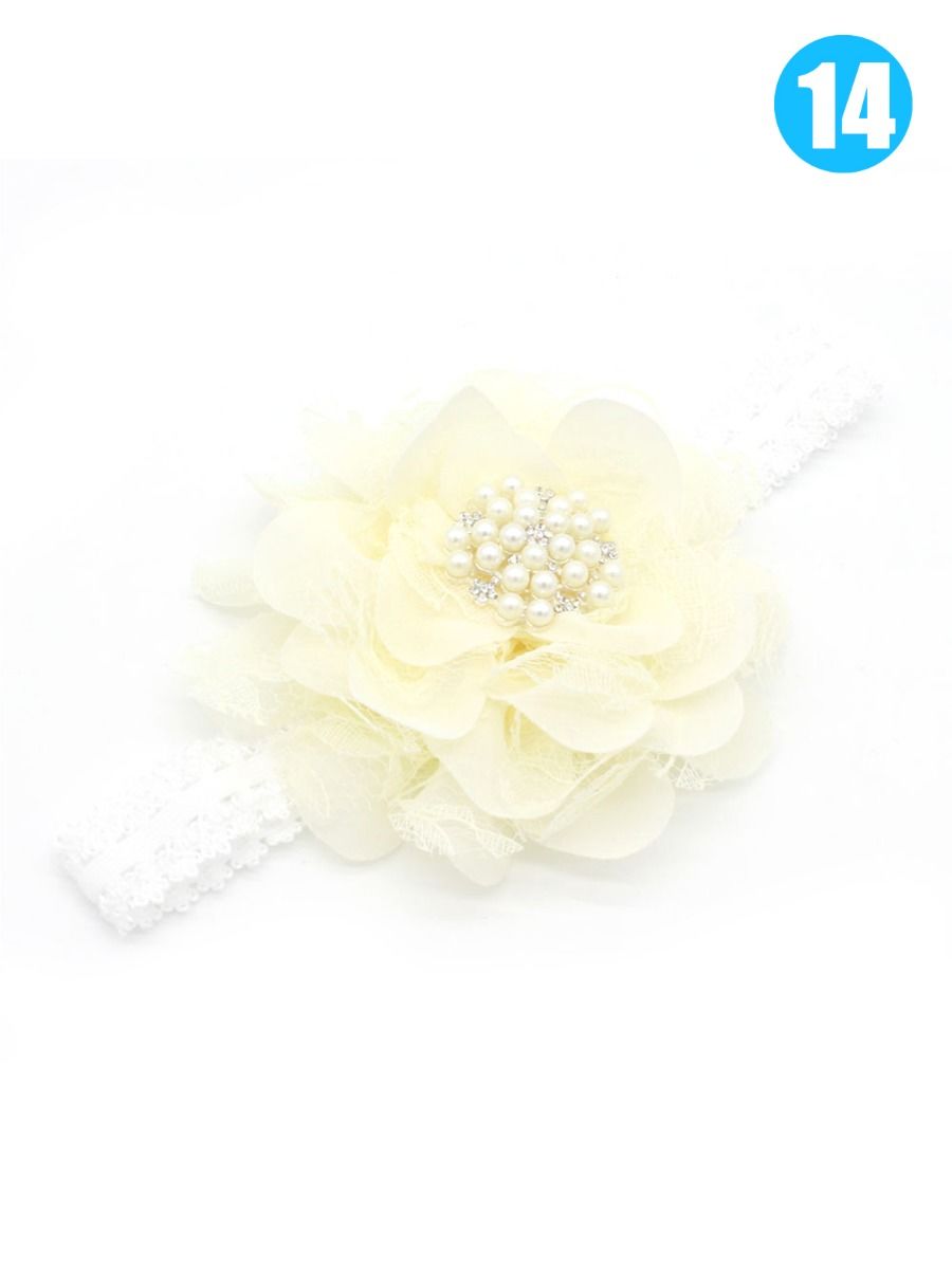 3-PACK Flower Beaded Trimmed Infant Girl Headband
