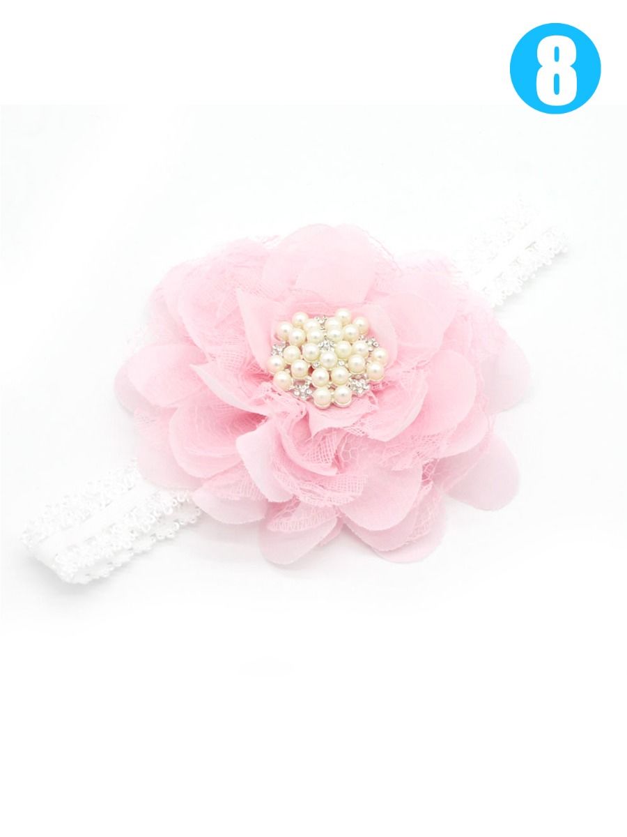 3-PACK Flower Beaded Trimmed Infant Girl Headband
