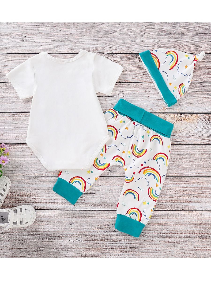 Short-sleeved Onesie Rainbow Print