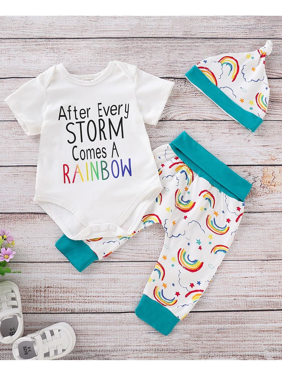 Short-sleeved Onesie Rainbow Print