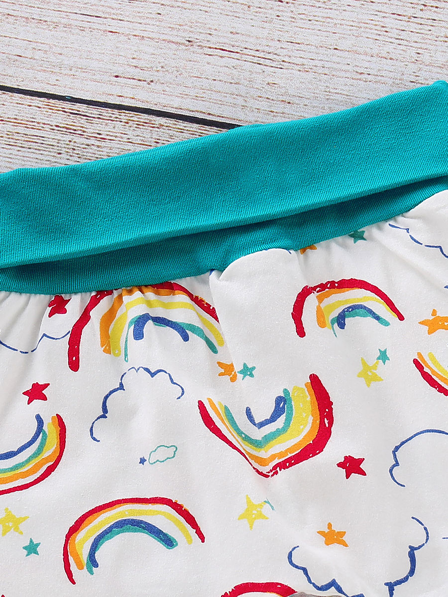 Short-sleeved Onesie Rainbow Print